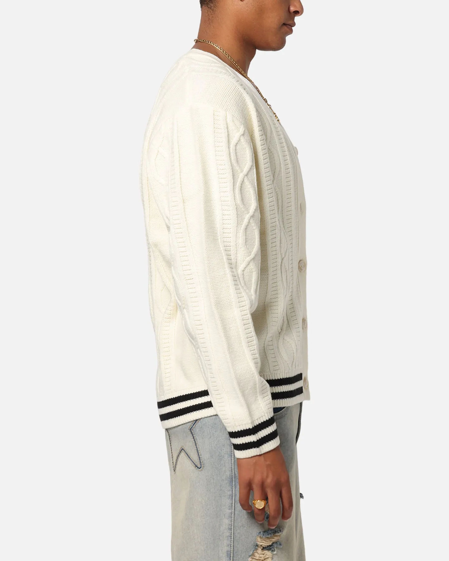 Majestic Athletic New York Yankees Boxy Cardigan Vintage White