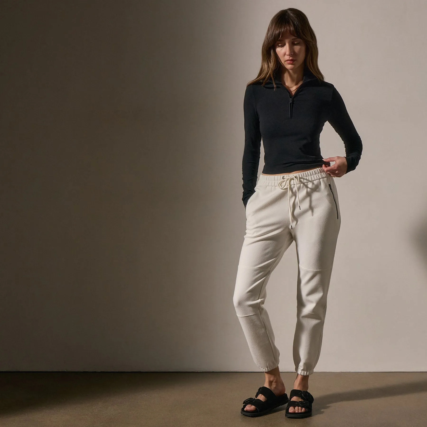Matte Scuba Track Pant - Ivory