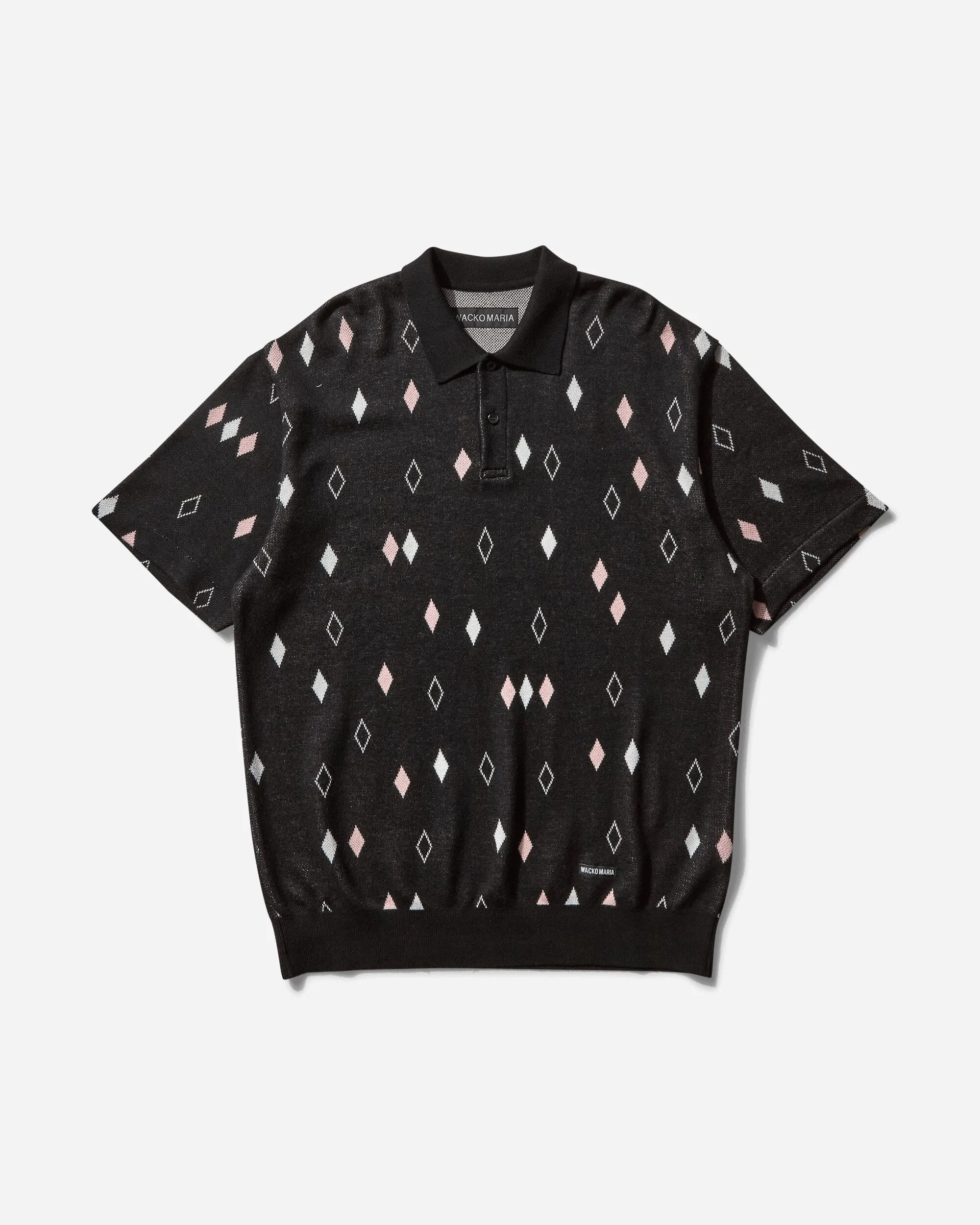 Men's Diamond Knit Polo Shirt Black