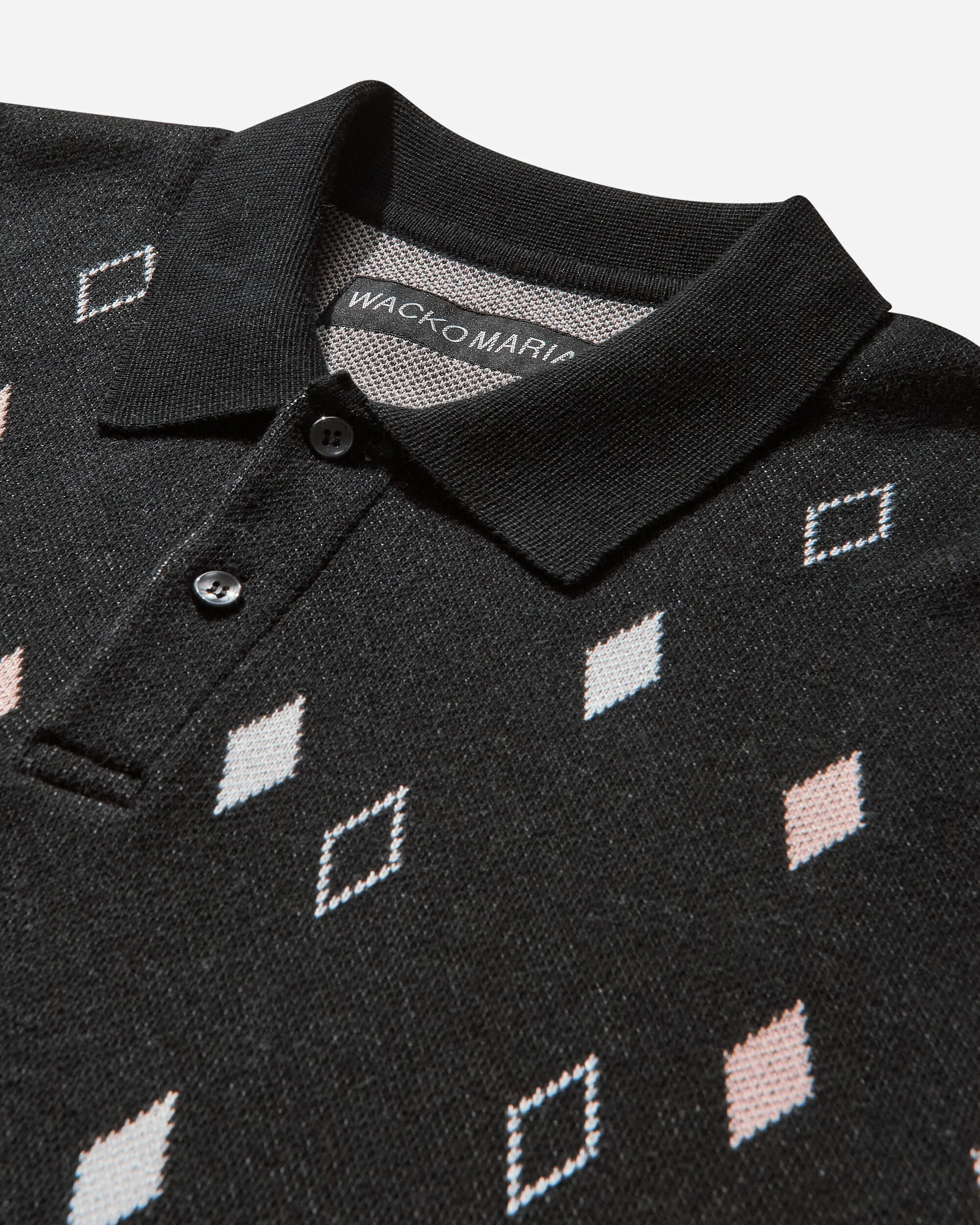 Men's Diamond Knit Polo Shirt Black