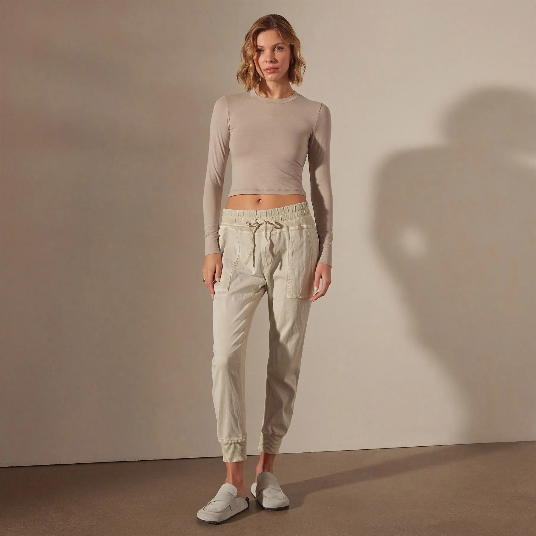 Mixed Media Pant - Talc