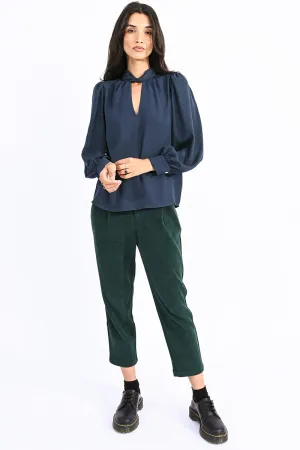 Molly Bracken Front Neck Tie Blouse Duck Blue