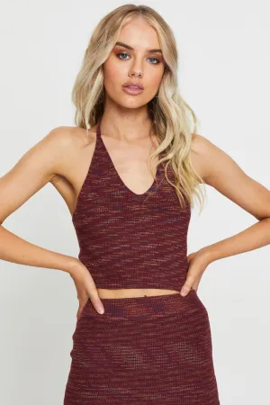 Multi Knit Top Halter Crop