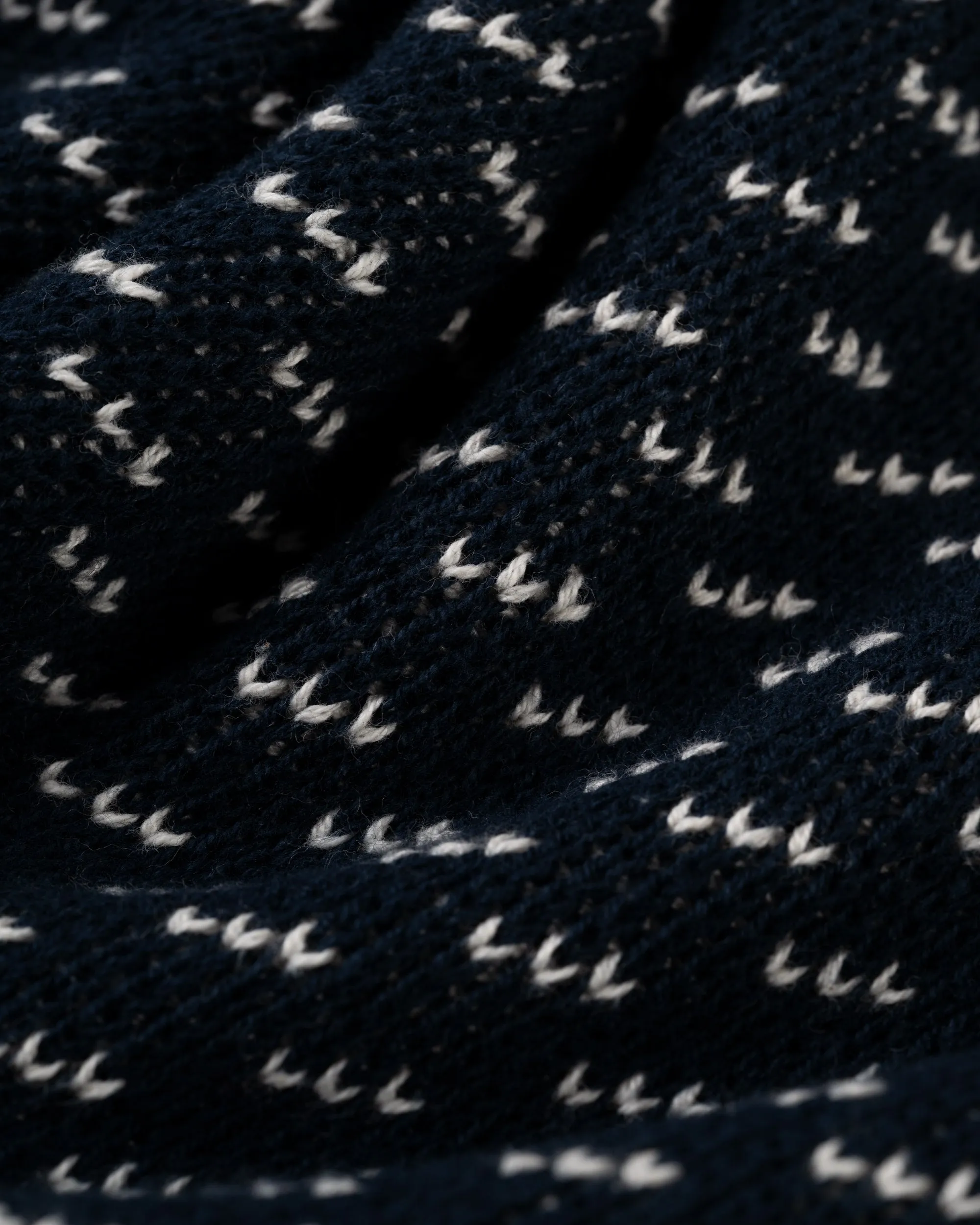 NAVY/WHITE CHEVRON COTTON CREWNECK SWEATER
