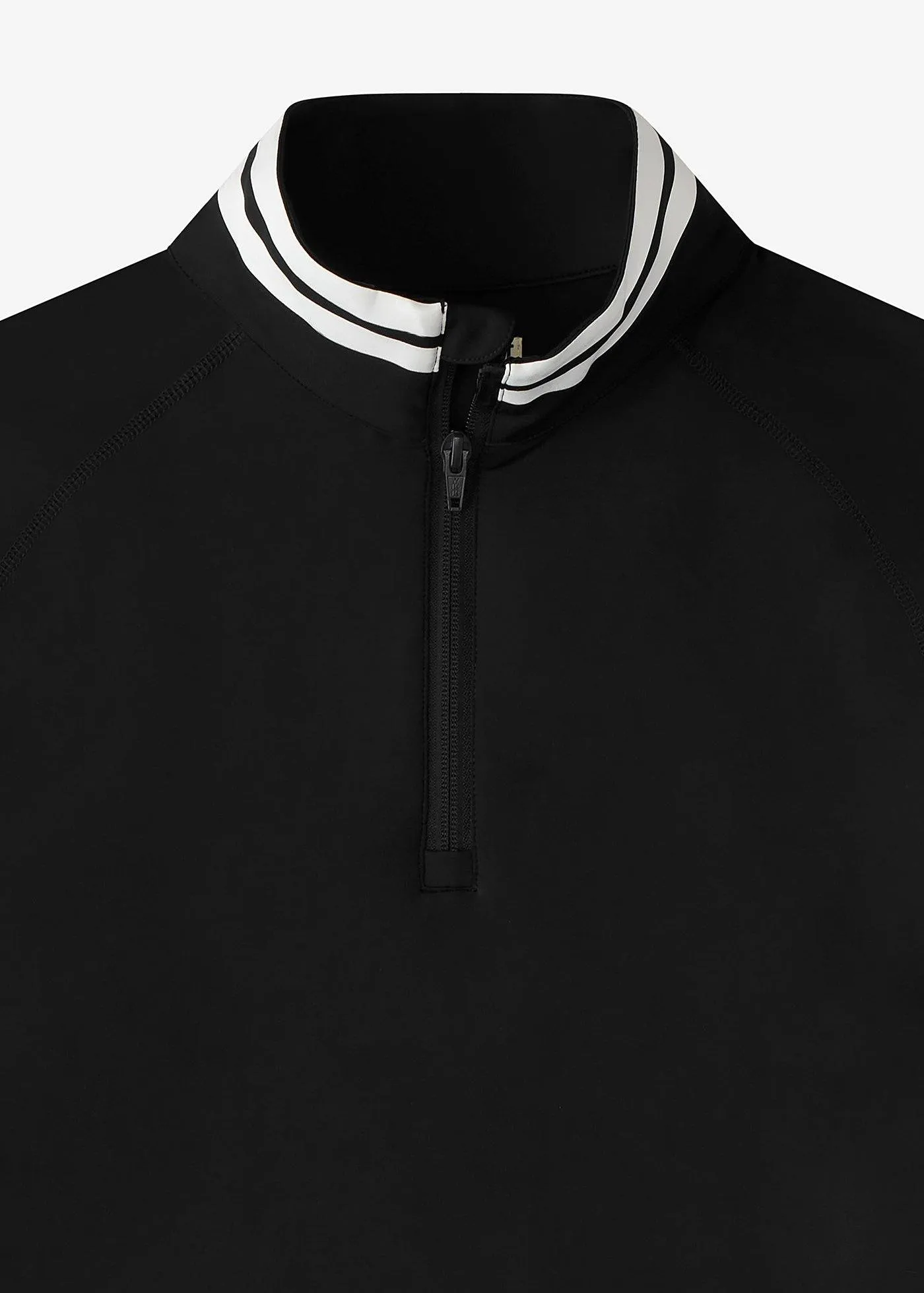 Performance Quarter Zip | Black w/White Stripe