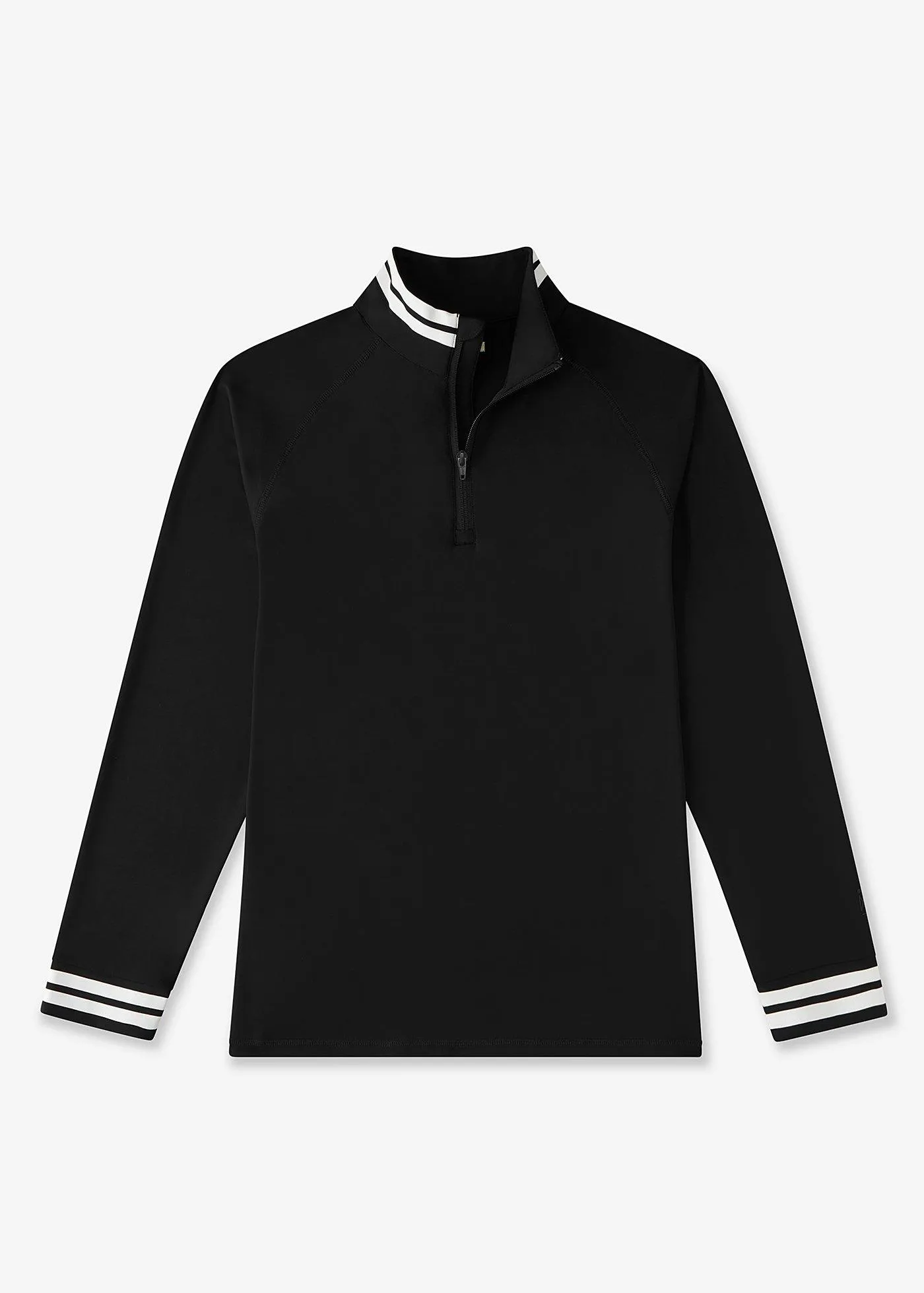 Performance Quarter Zip | Black w/White Stripe