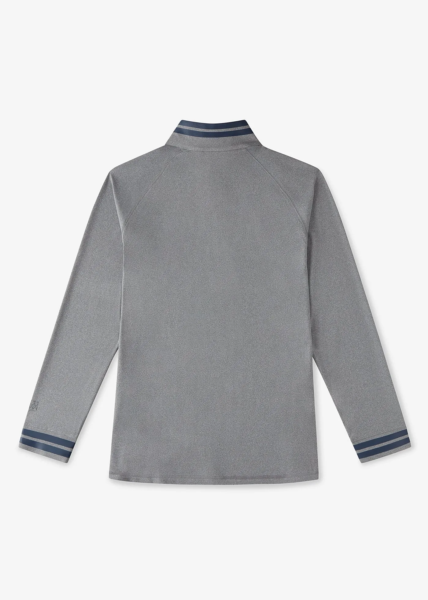 Performance Quarter Zip | Heather Grey w/Navy Stripe