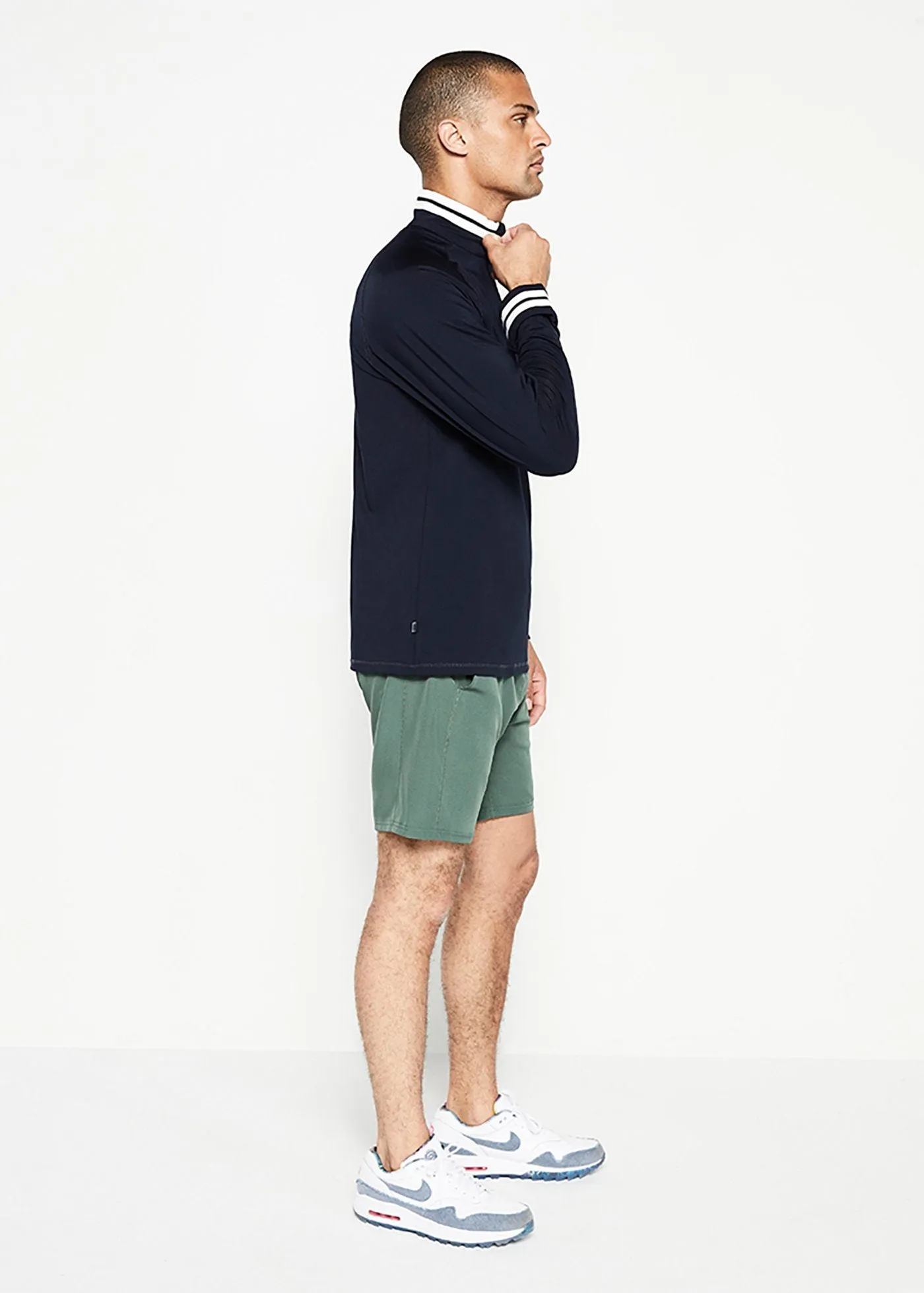 Performance Quarter Zip | Navy w/White Stripe