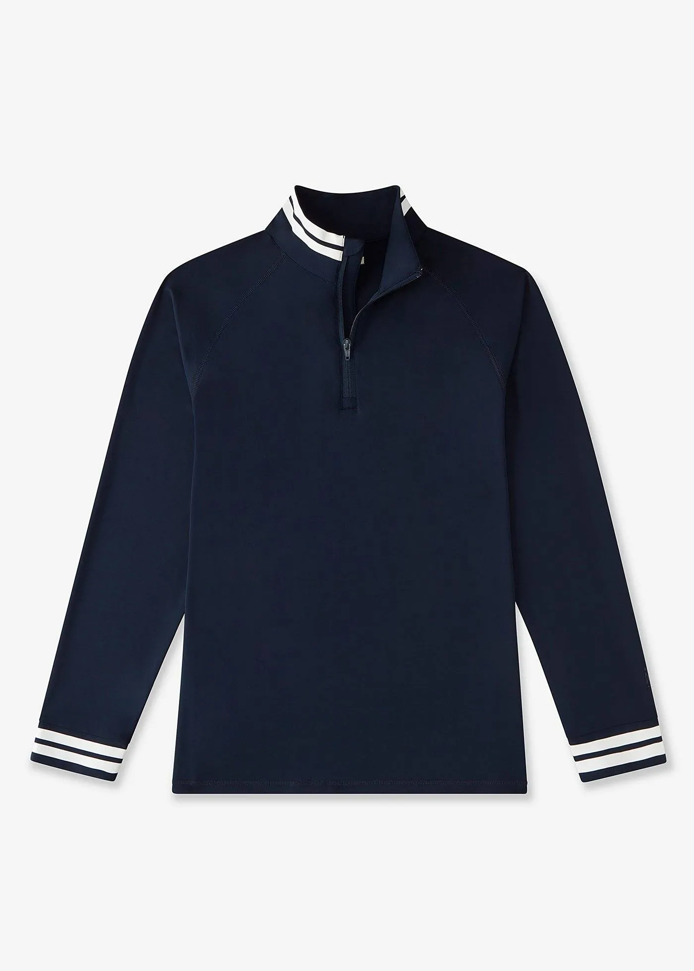 Performance Quarter Zip | Navy w/White Stripe
