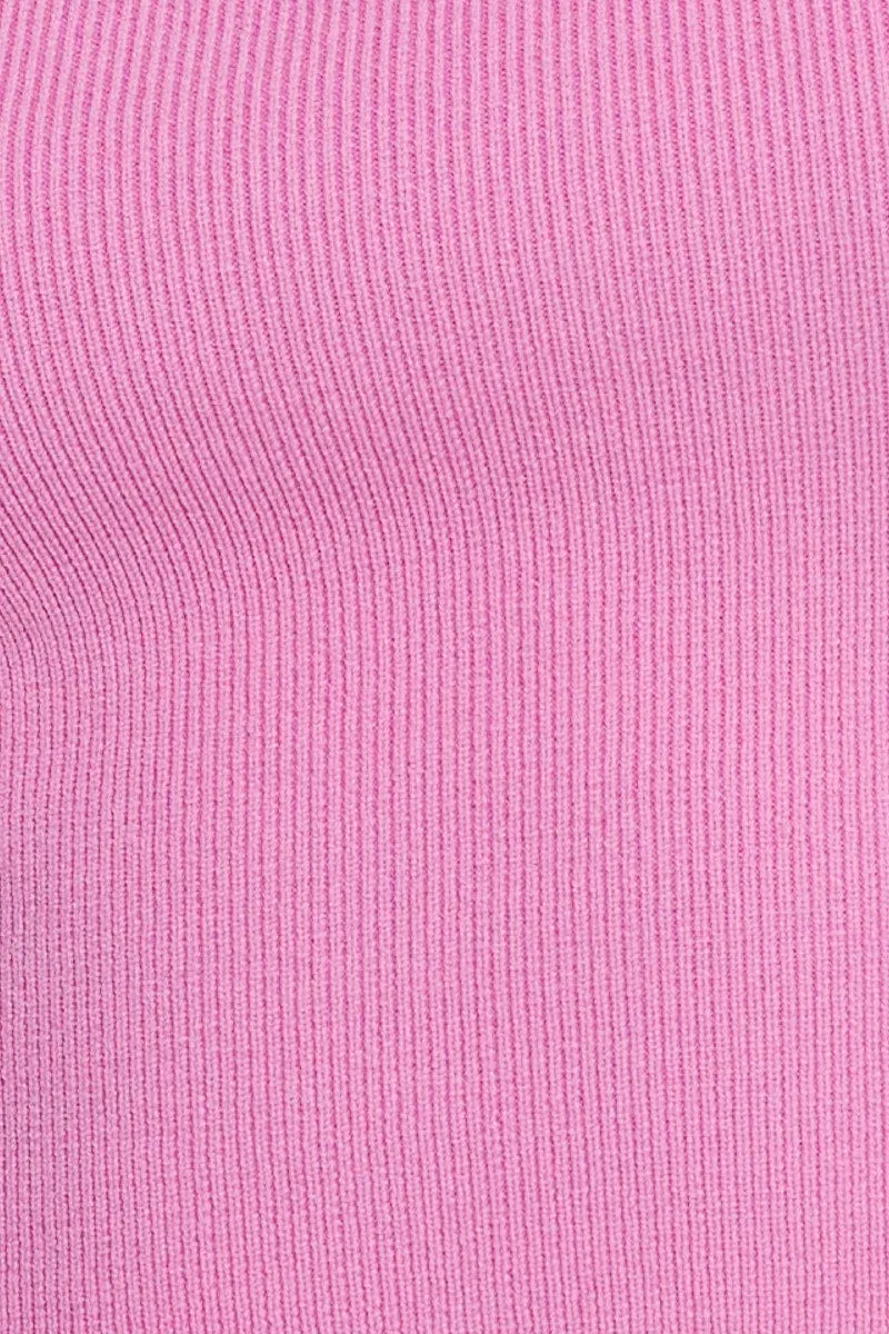 Pink Knit Top Sleeveless Crop Halter