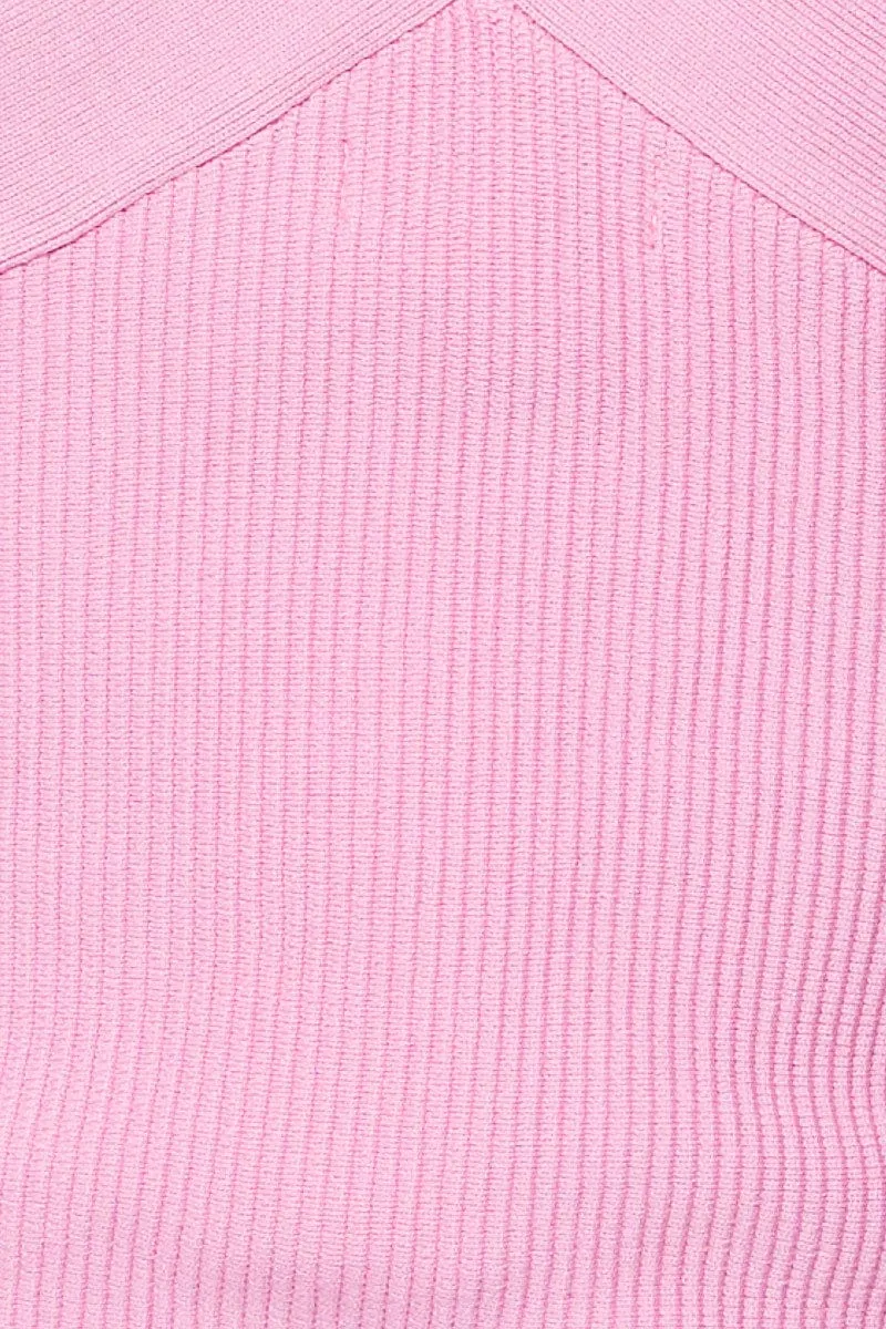 Pink Knit Top Sleeveless Halter
