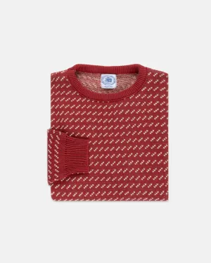 RED/WHITE CHEVRON COTTON CREWNECK SWEATER