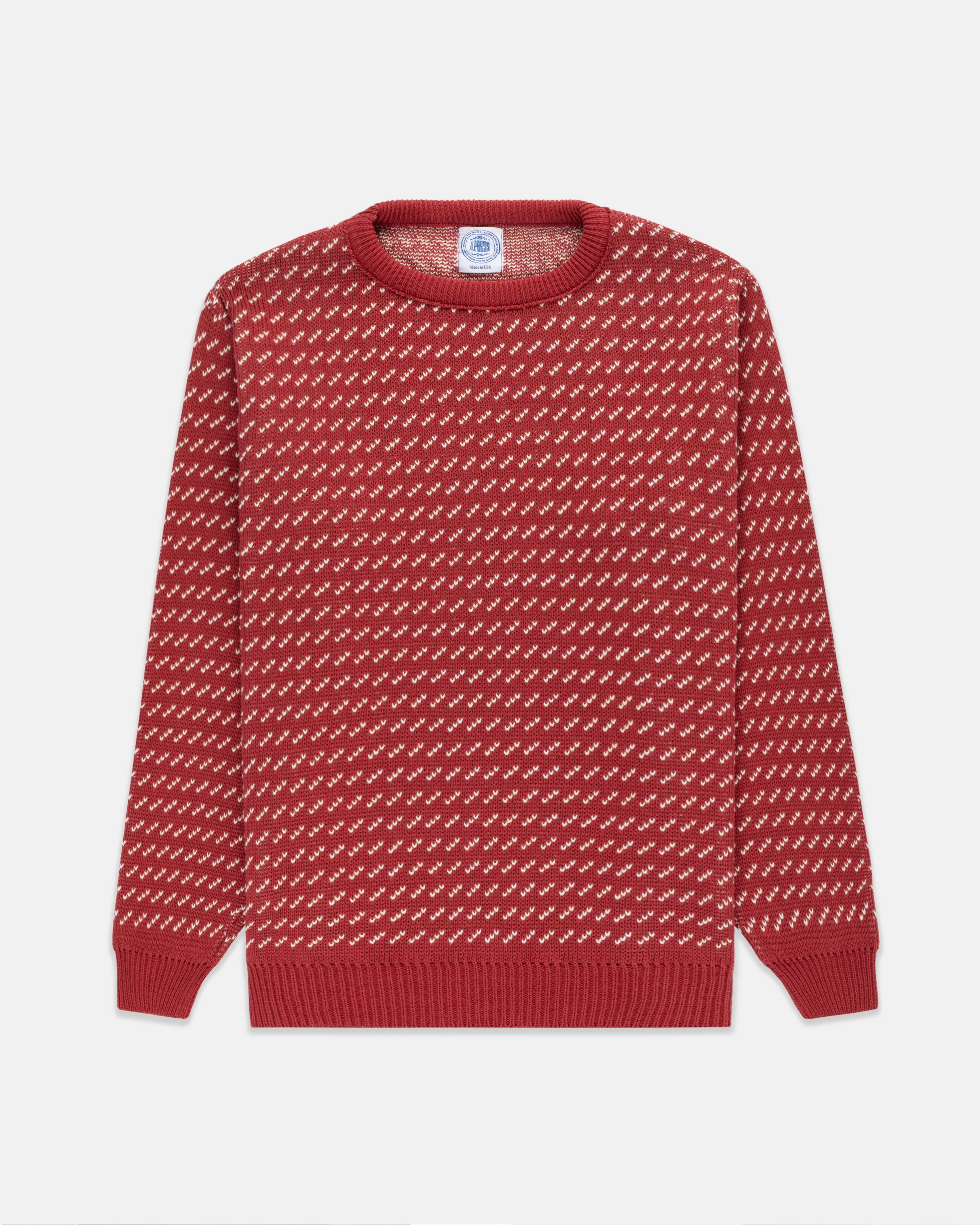 RED/WHITE CHEVRON COTTON CREWNECK SWEATER