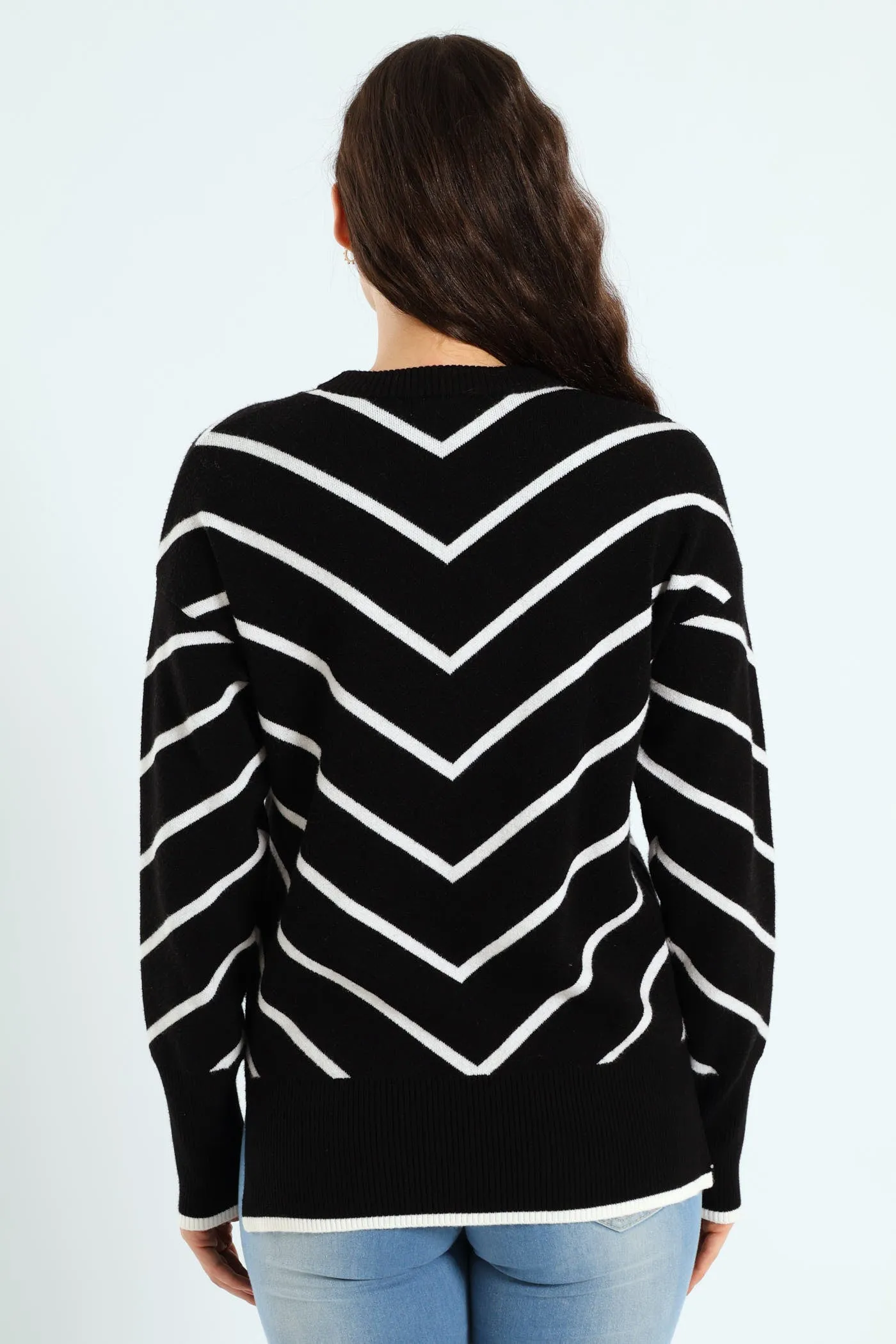 Relaxed Striped Pullover - Black/White