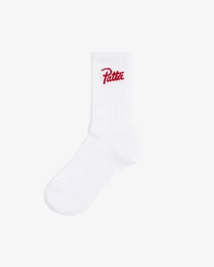 Script Logo Sport Socks White
