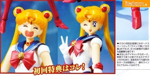 S.H. Figuarts Sailor Moon with Luna Action Figure 1st Edition W/ Bonus Face