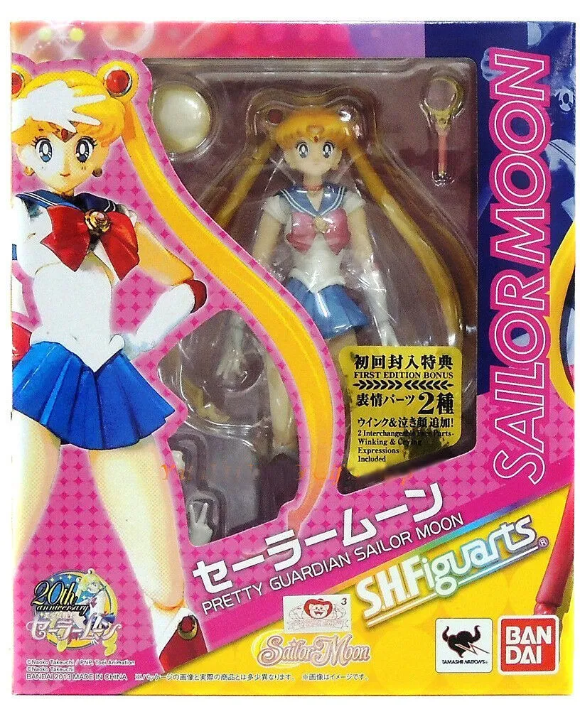 S.H. Figuarts Sailor Moon with Luna Action Figure 1st Edition W/ Bonus Face