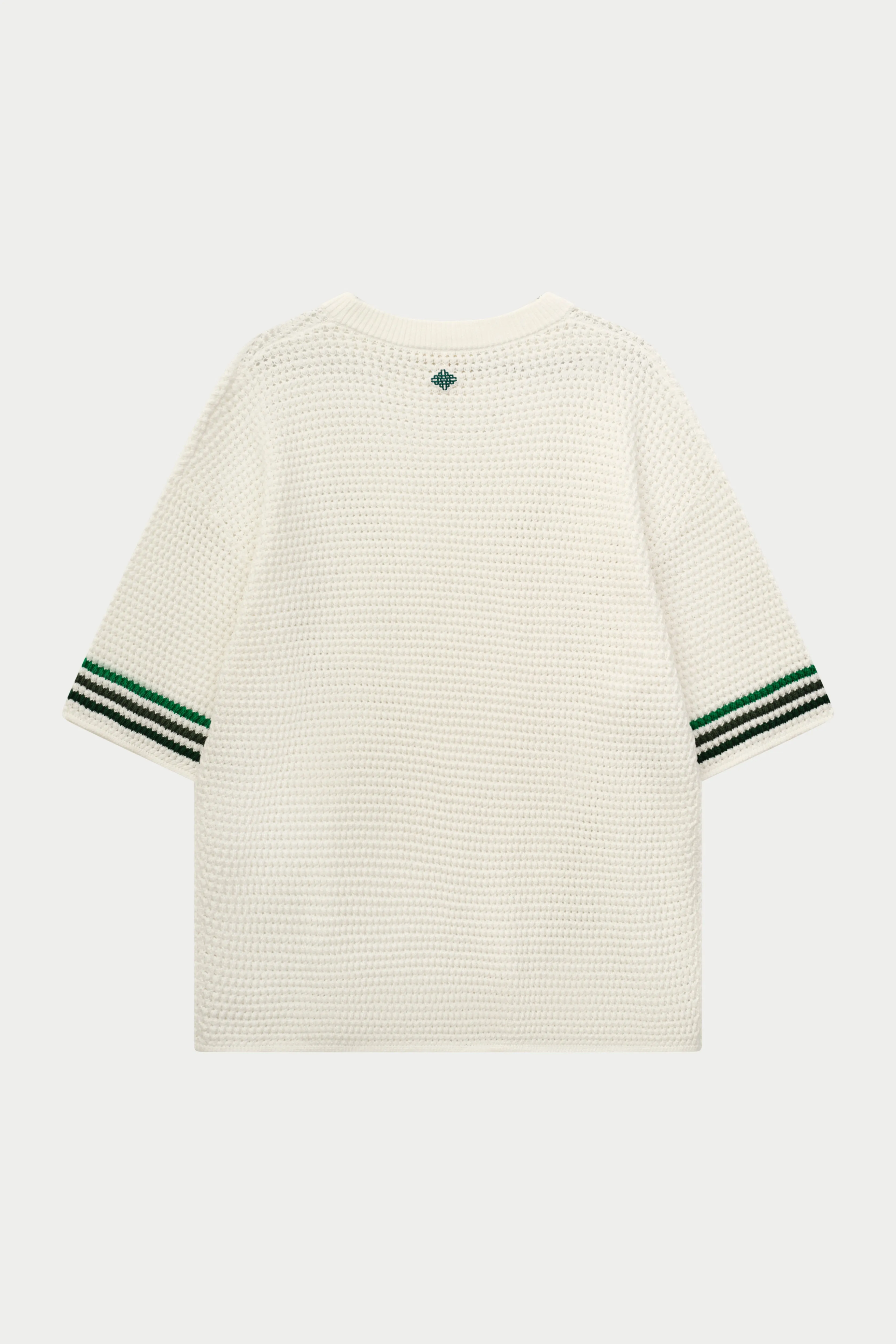 STRIPE CROCHET KNIT T-SHIRT - WHITE