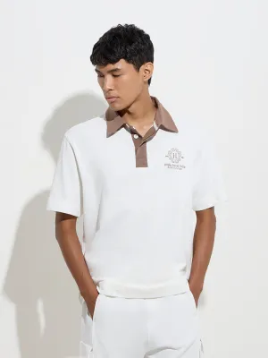 Studiofit Off-White Relaxed-Fit Cotton-Blend Polo T-Shirt