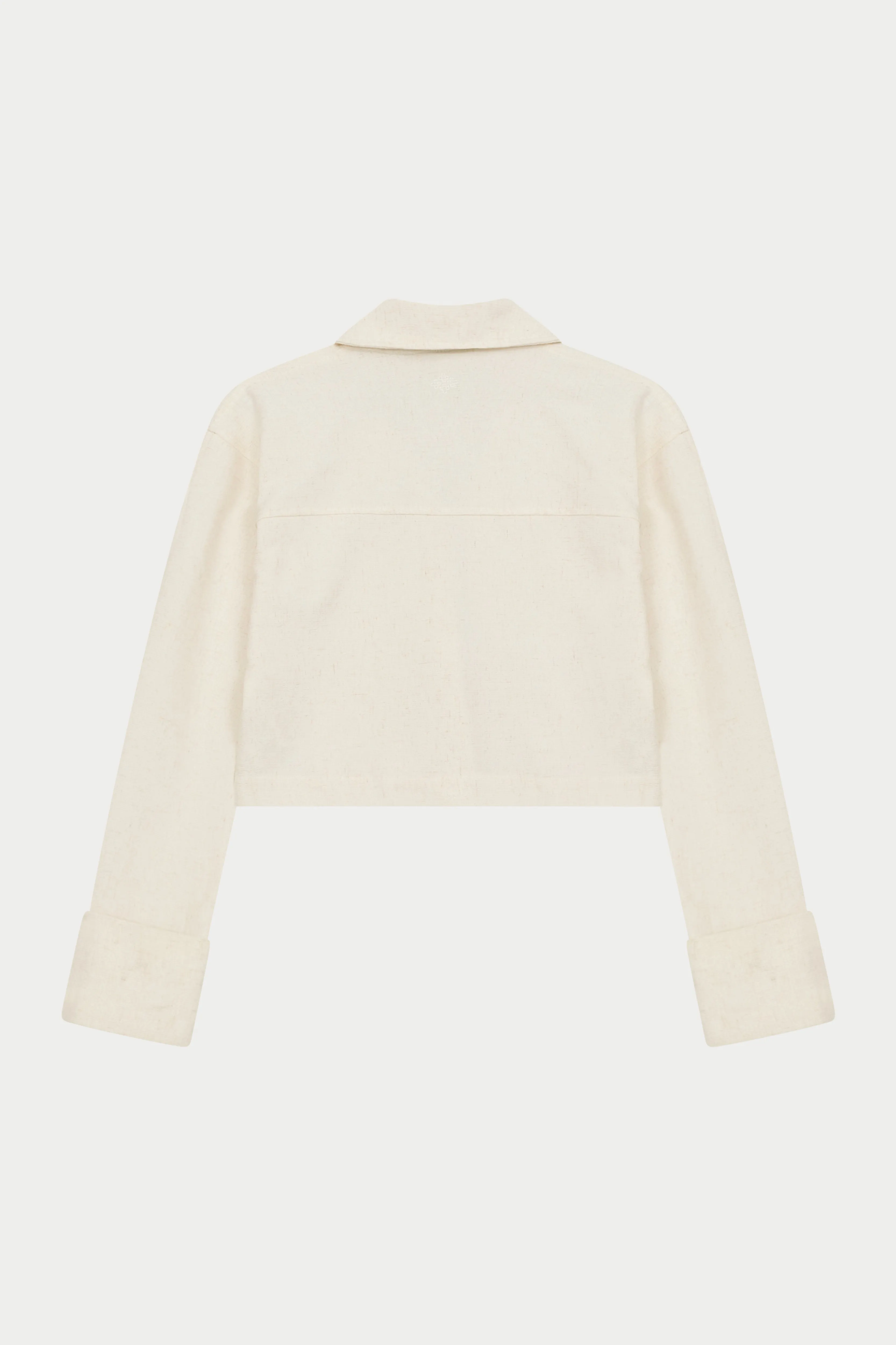 TEXTURED LINEN TIE FRONT SHIRT - BEIGE
