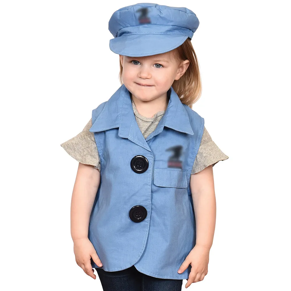Toddler Mail Carrier Role-Play Vest & Hat | Easy Slip-On with Hook & Loop Closures