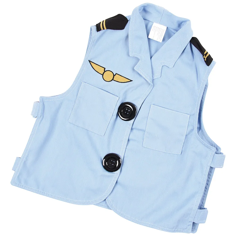 Toddler Pilot Role-Play Vest & Hat | Easy Slip-On with Hook & Loop Closures