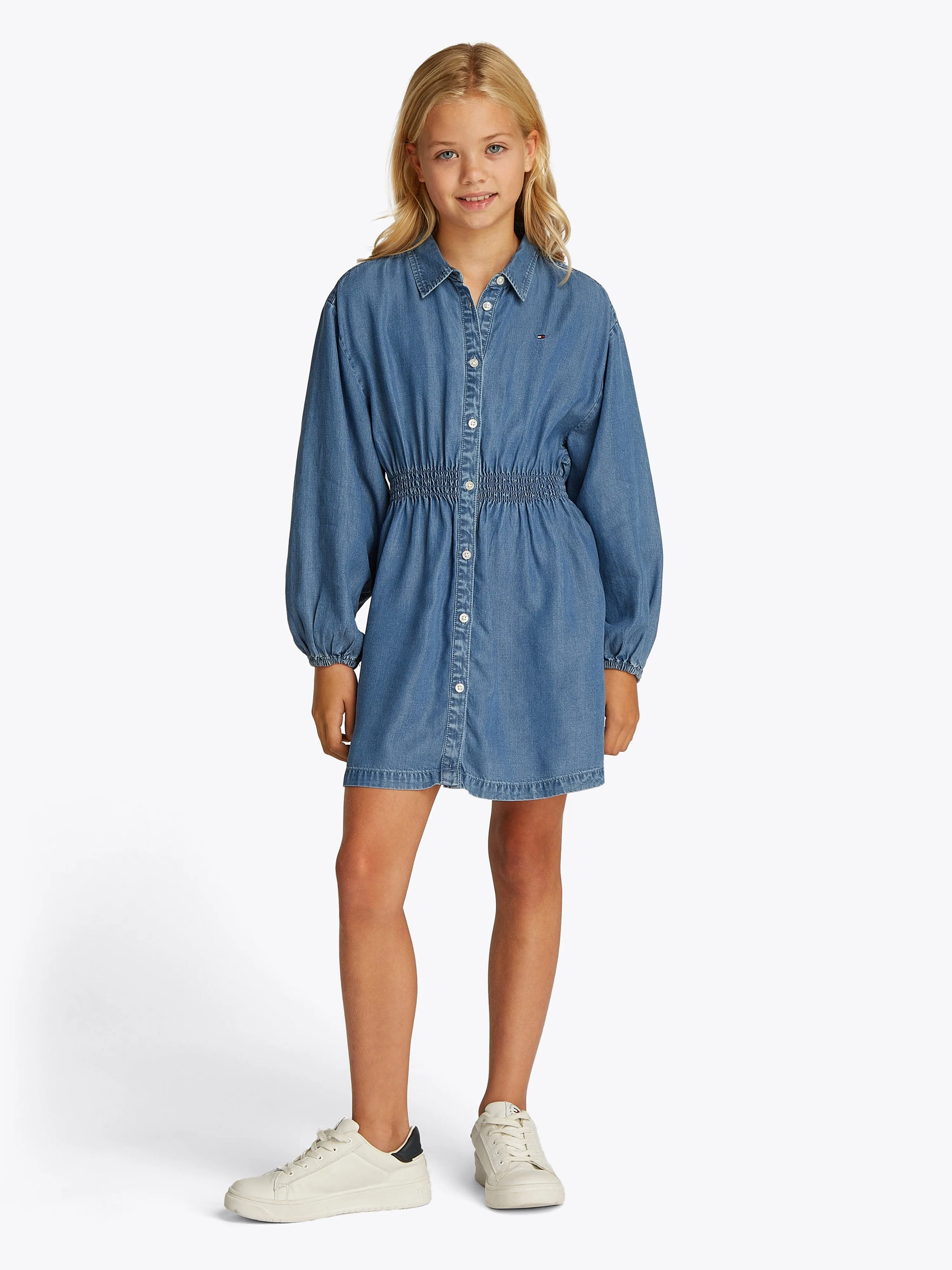 Tommy Hilfiger Girls Chambray Shirt Dress in Blue