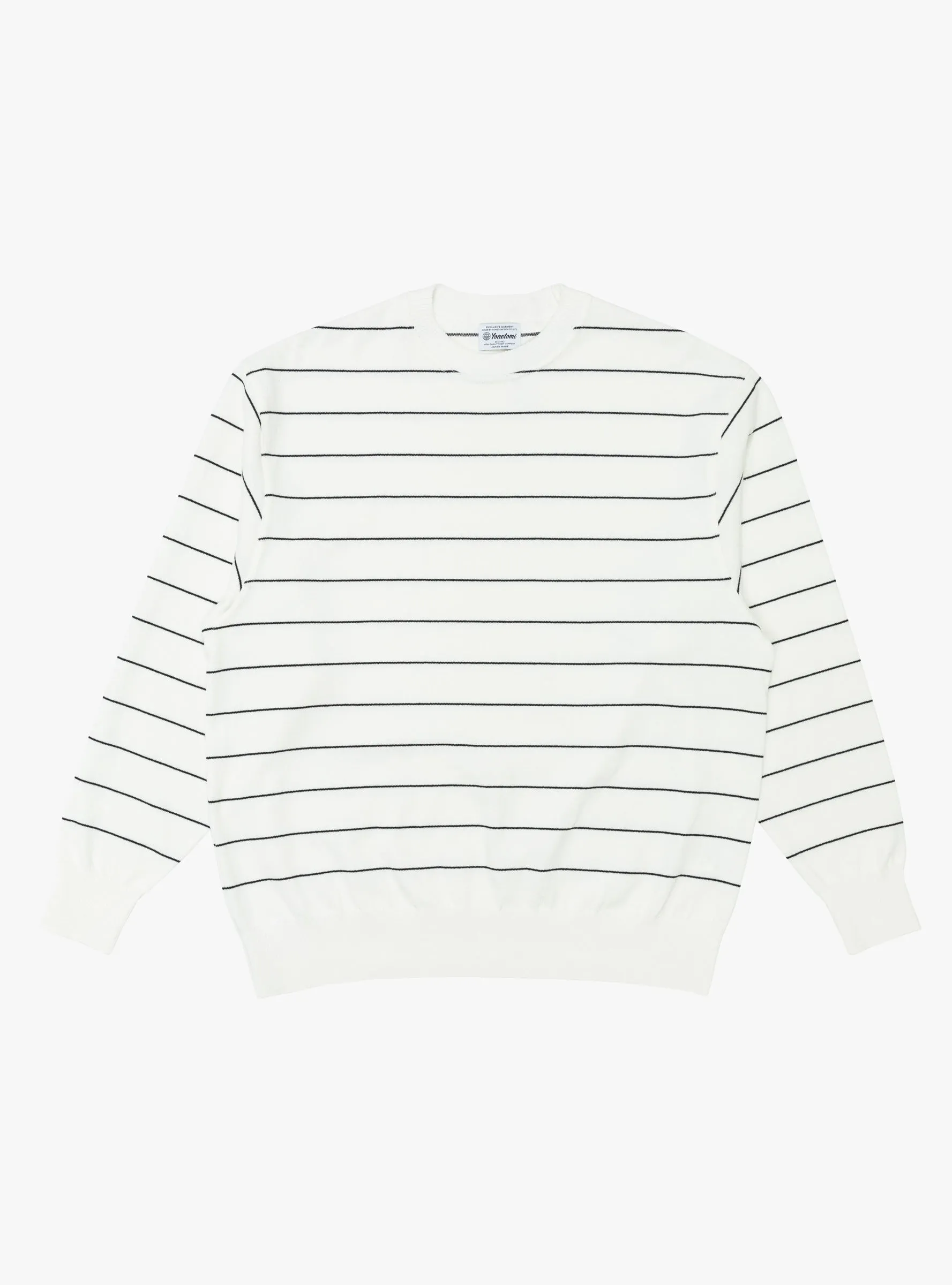 Wave Cotton Knit Pullover White Stripe