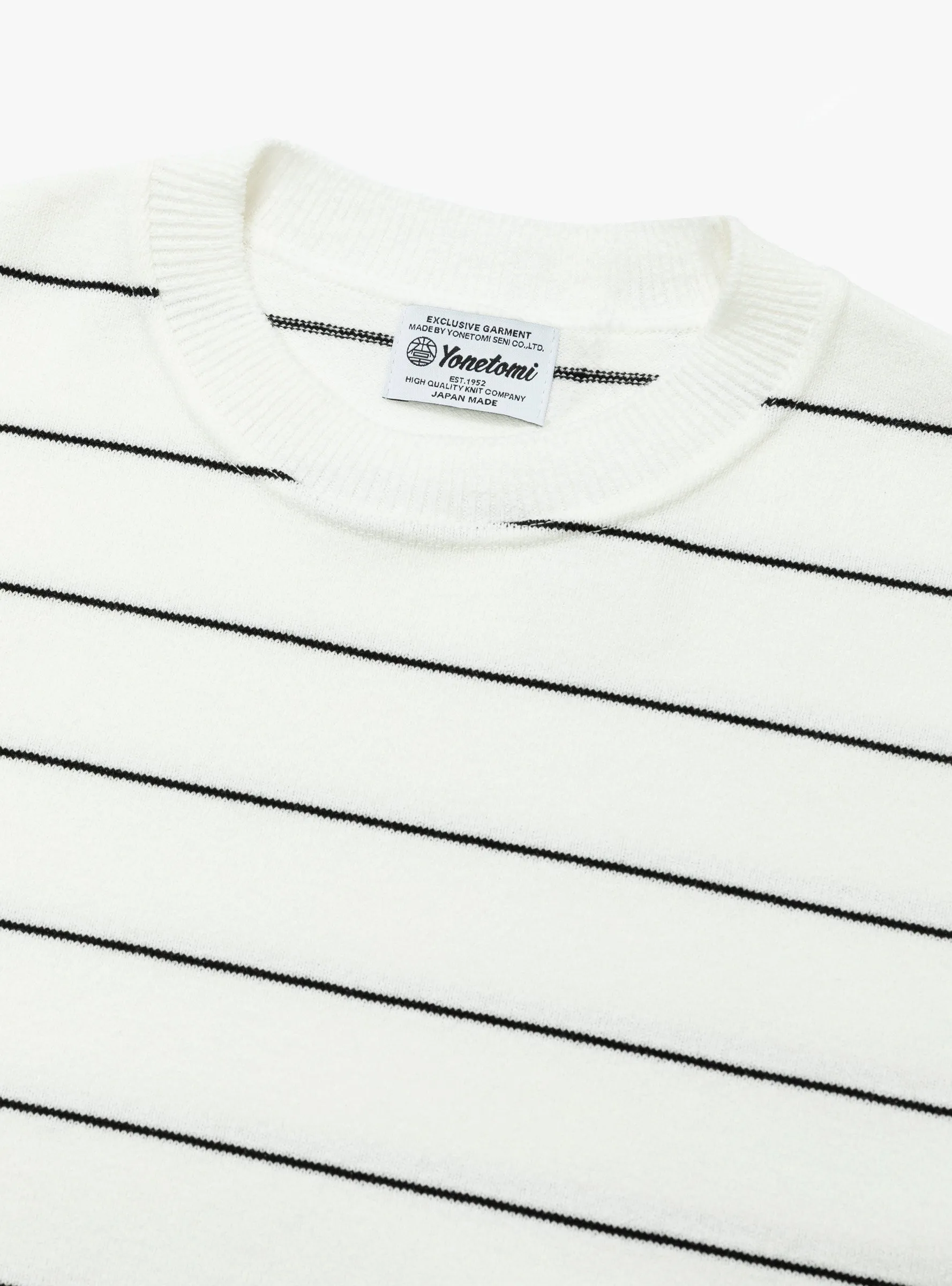 Wave Cotton Knit Pullover White Stripe