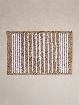 Westside Home Brown Stripe Pattern Bathmat
