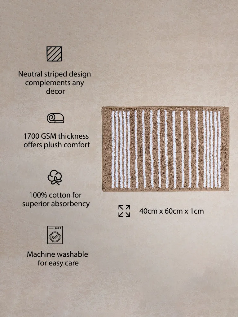 Westside Home Brown Stripe Pattern Bathmat