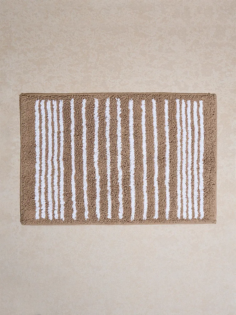 Westside Home Brown Stripe Pattern Bathmat
