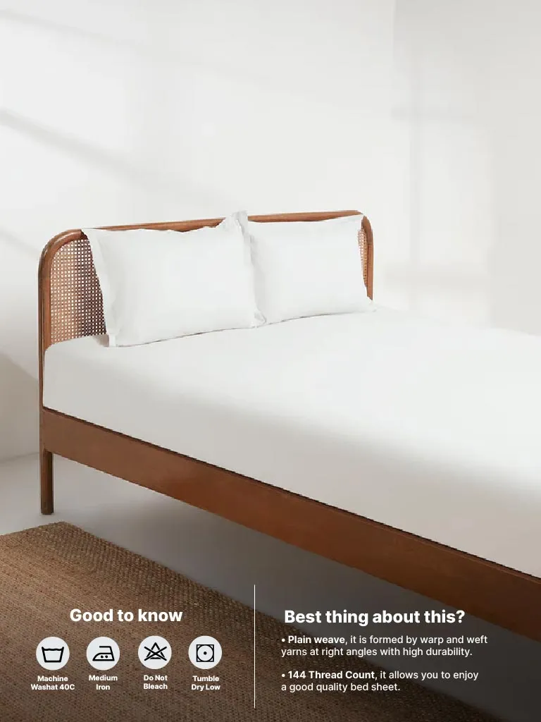 Westside Home White Queen Bedsheet Flat and Pillowcase Set