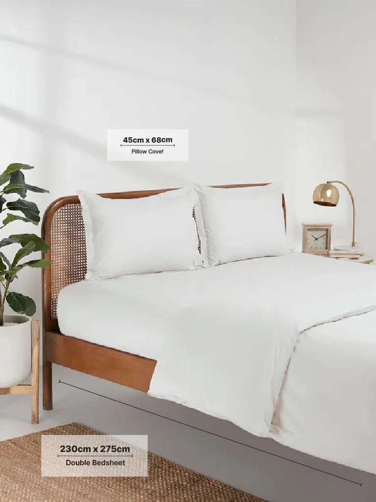 Westside Home White Queen Bedsheet Flat and Pillowcase Set