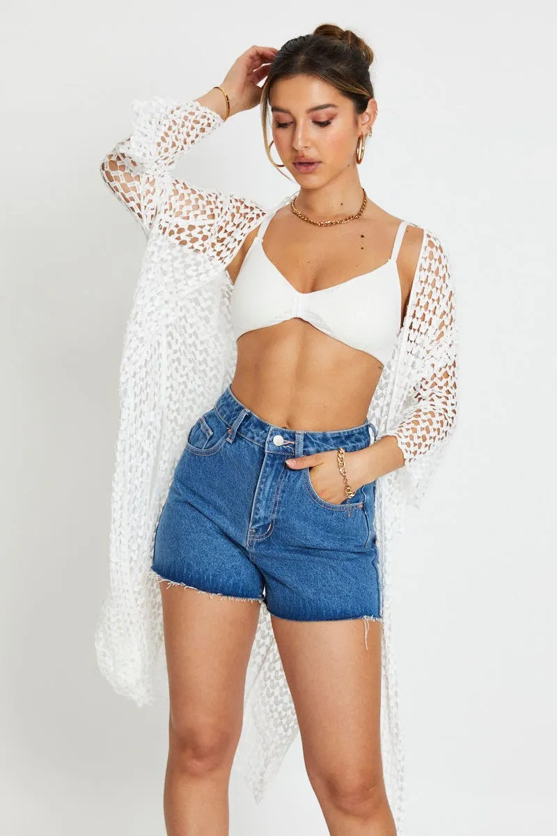 White Knit Cardigan Long Sleeve