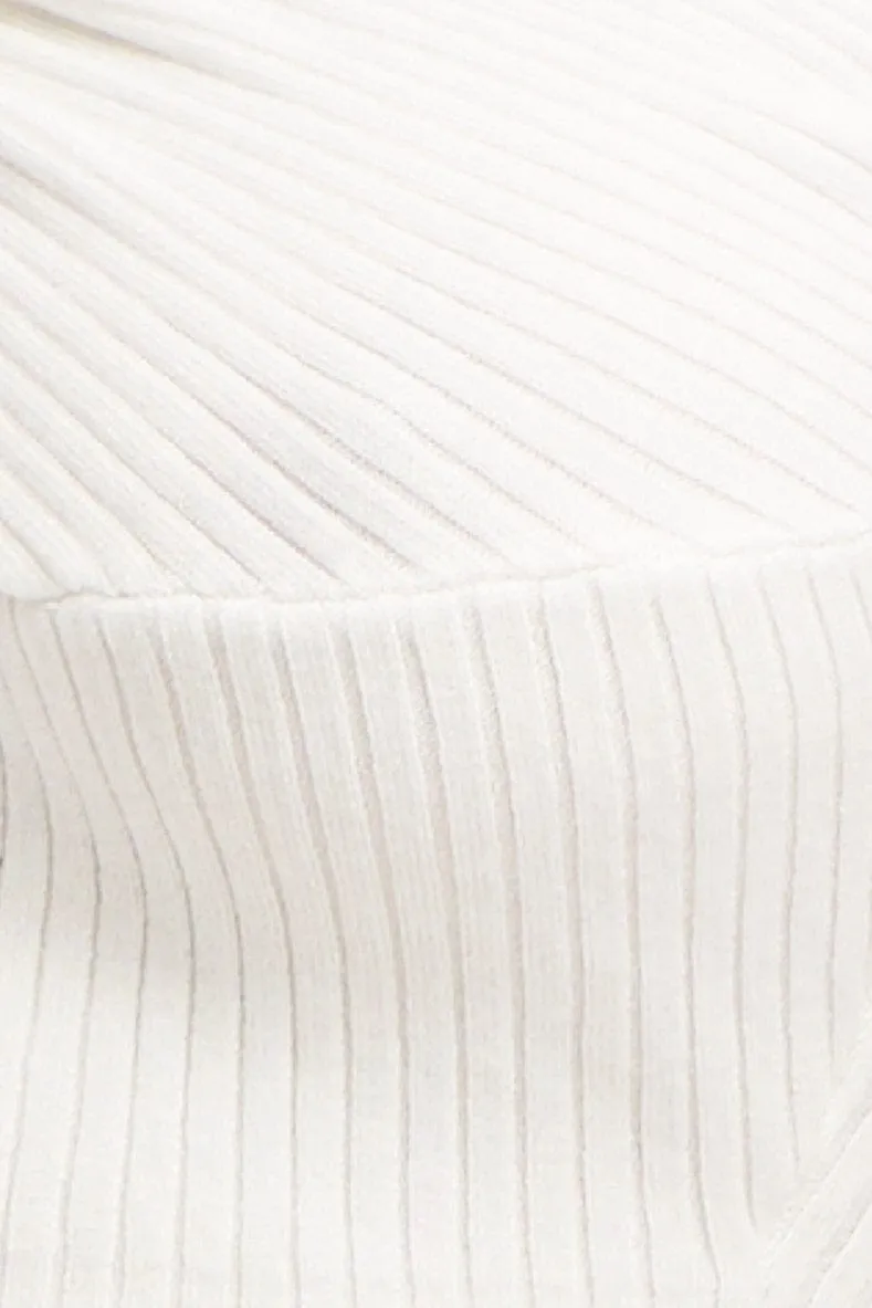 White Knit Top Sleeveless Crop Halter