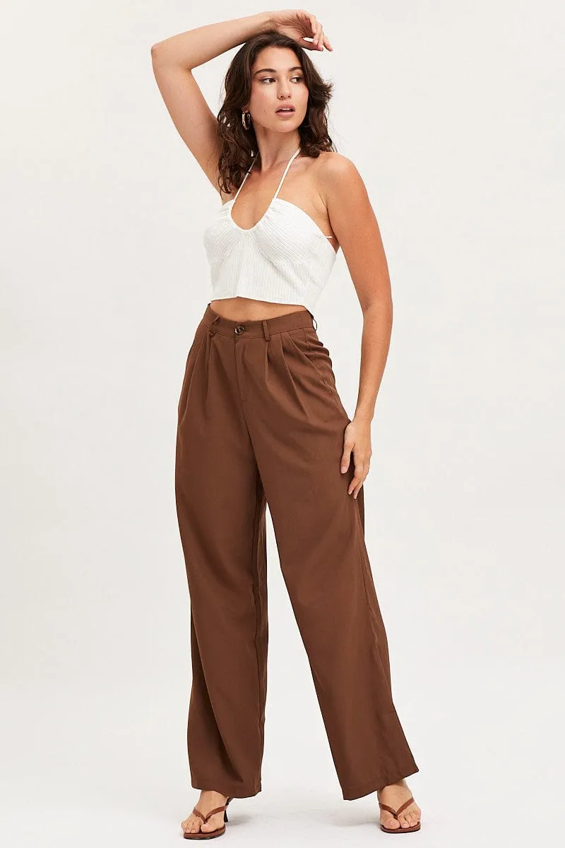 White Knit Top Sleeveless Crop Halter