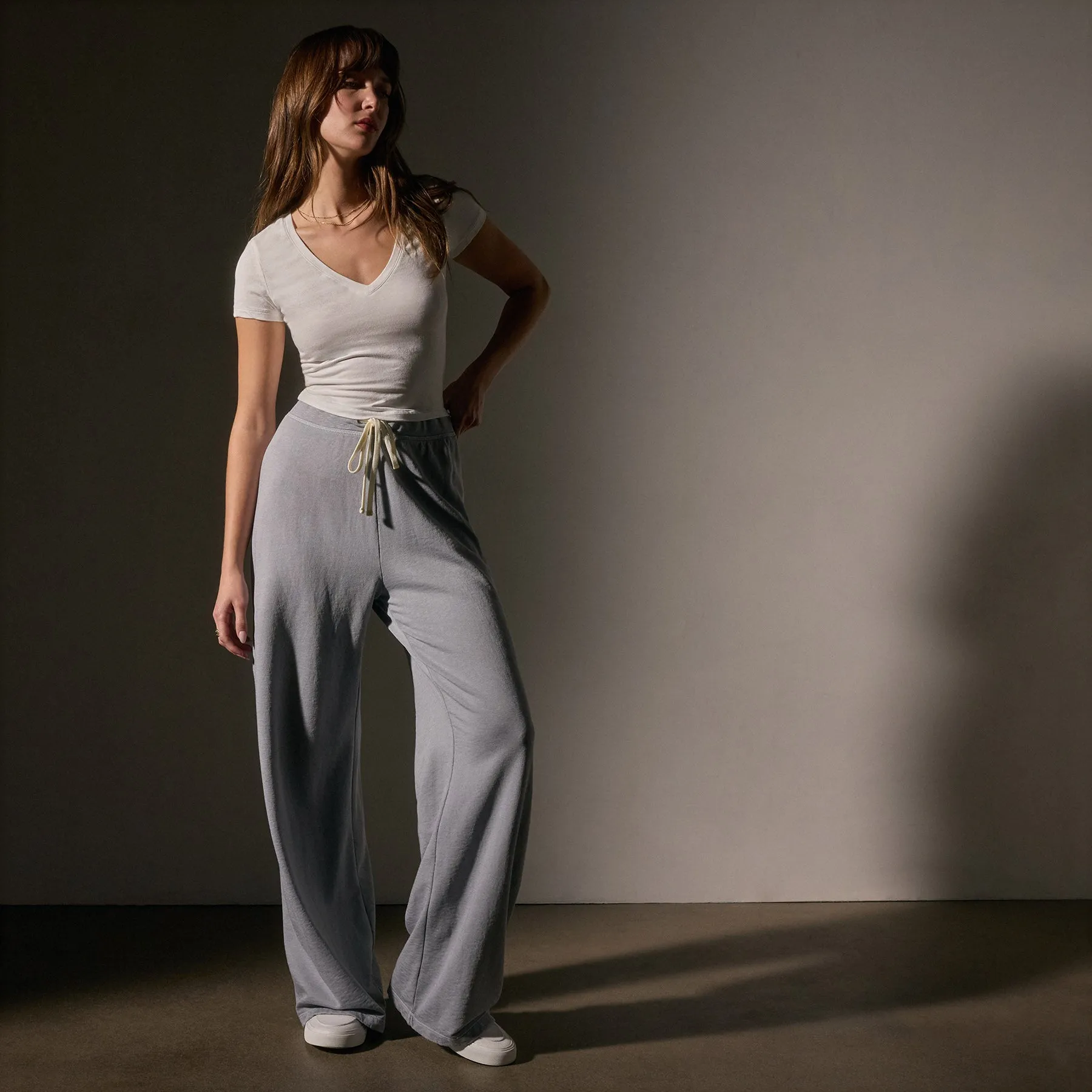 Wide Leg Sweatpant - Grey Sky Pigment