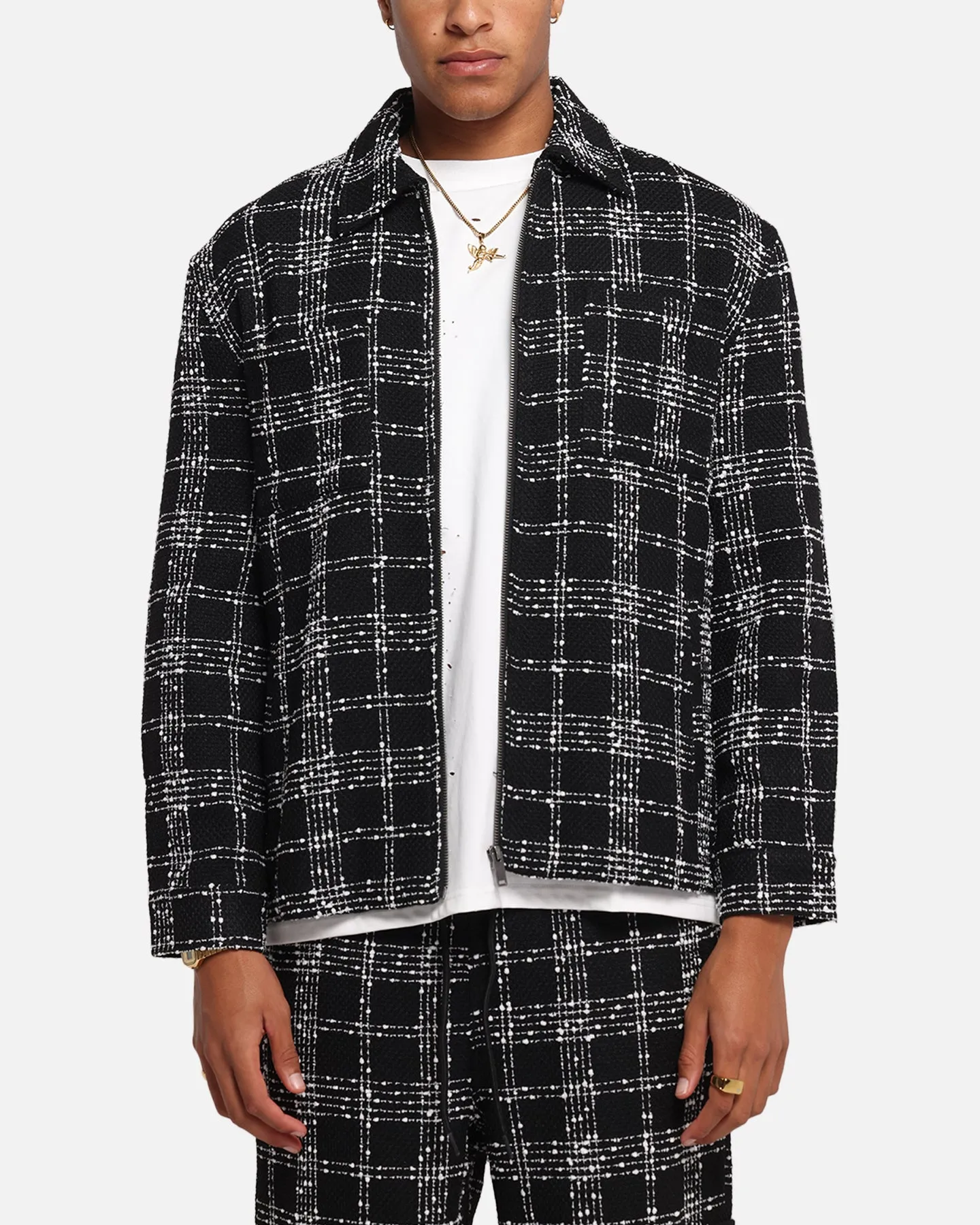 XXIII Boucle Tweed Zip Jacket Black/White