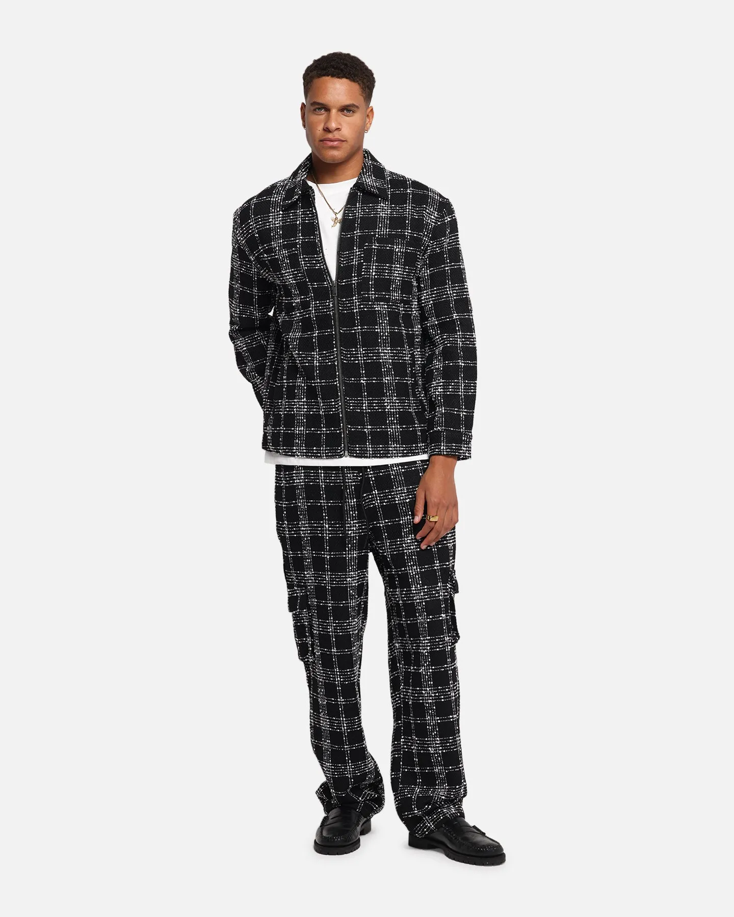 XXIII Boucle Tweed Zip Jacket Black/White