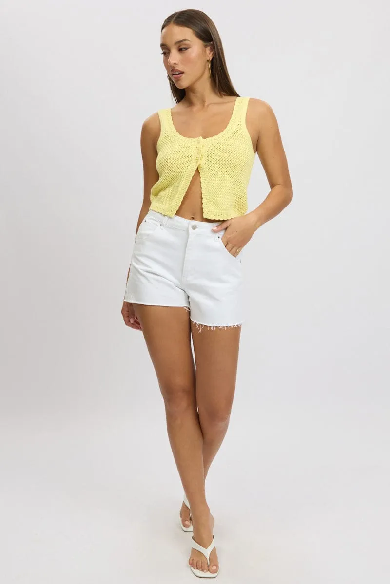 Yellow Crochet Knit Vest